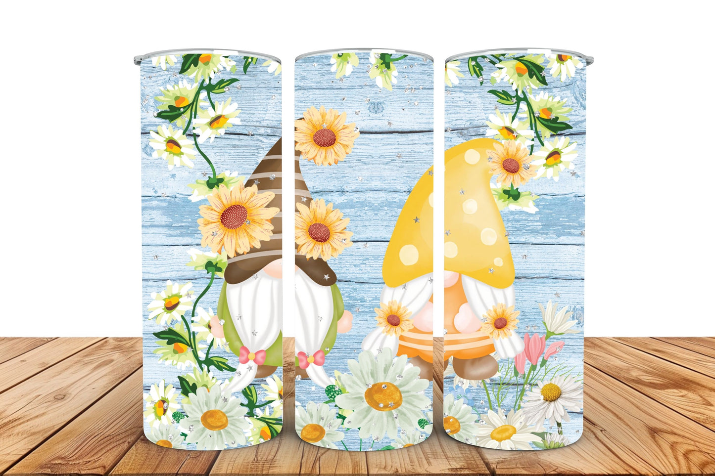 Floral Gnome Skinny Tumbler