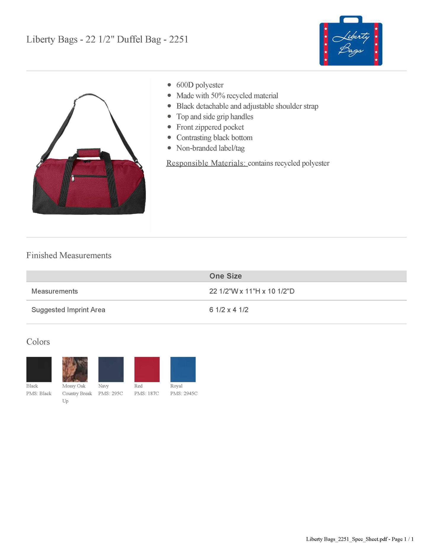 Harborcreek Little Gridders Cheer Duffel