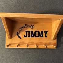 12" Wooden Trophy Shelf with Medal Pegs