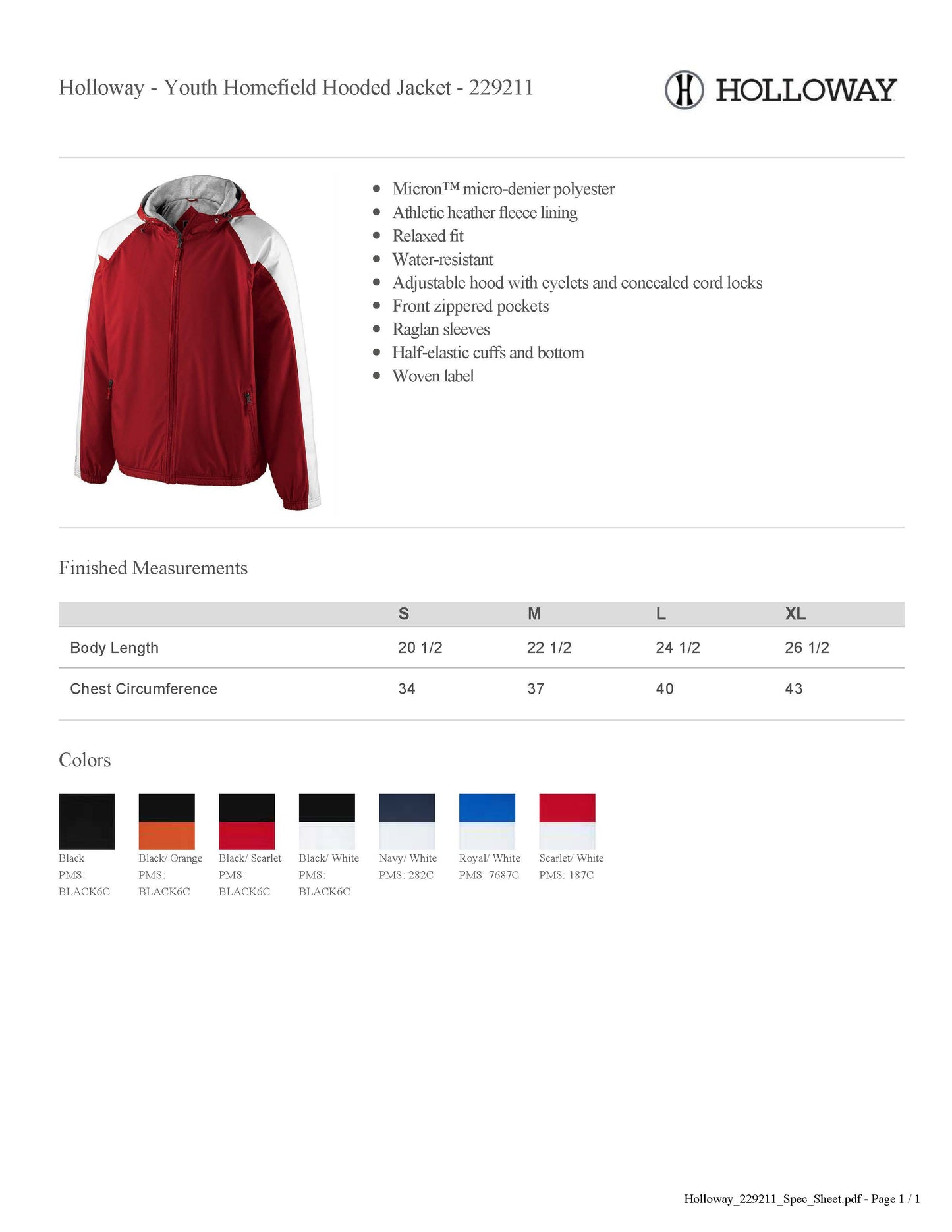 Harborcreek Little Gridders Cheer Youth Lined Jacket