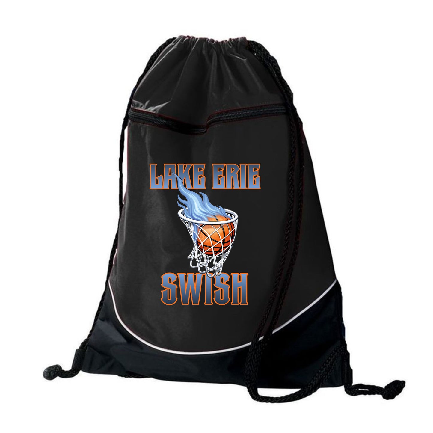Swish Basketball Zipper Drawstring Bag