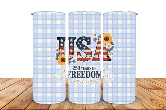 Floral Plaid 250 Skinny Tumbler